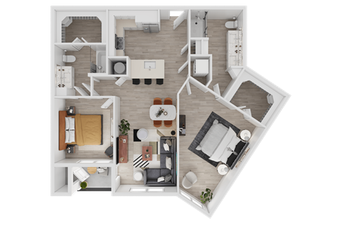 3D Floorplan of Unit B3